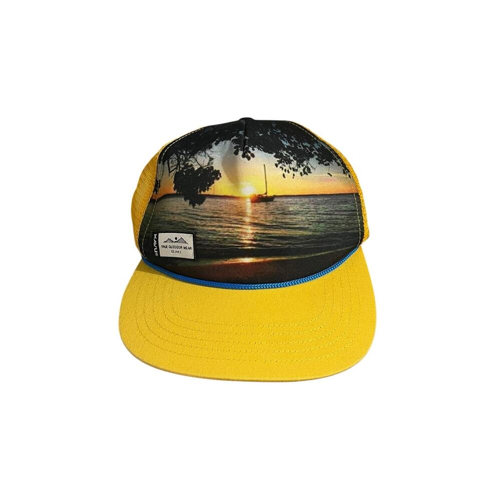 Outdoor Fishing Kavu Sunset Beach Photo Yellow Trucker Snapback Hat Unisex